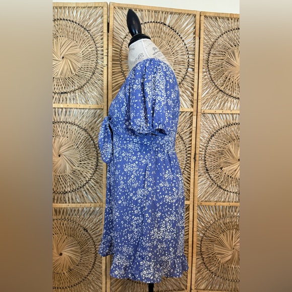 Sienna Sky Blue Floral Bow Detail Ruffled Mini Dress - Picture 7 of 9